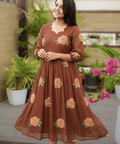 Five star  georgette casual  Dress With Lining ( No-Iron Everyday Dress)