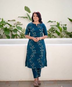 Nila -Peacock Cotton 2 piece Set with lining