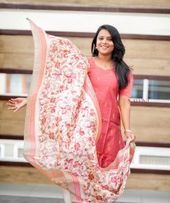 Divya  3 piece raw silk suit set with dupptta set of 3( ready to dispatch)
