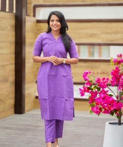 Lilac Cotton Kurta Set with full lining( ready to dispatch) set of 2