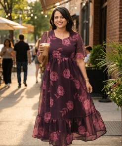 Maxi georgette casual Dress With Lining ( No-Iron Everyday Dress)50” inch