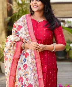 Sinthoor 3 piece raw silk suit set with Dupatta