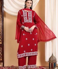 Shiza Chikankari Premium Modal Co-ord Set (Maroon)