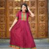 Maroon Narayanapet maxi Dress With Lining ( ready to dispatch)