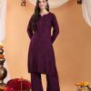 Maryam Chikankari Rayon Co-ord Set (Wine)