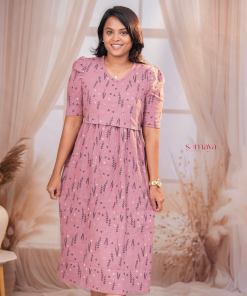 Midi Dusty Pink Ribbed Thick Weight Dress  ( cotton fabric )
