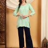 Misha Chikankari Modal Short Kurti (Pista Green)