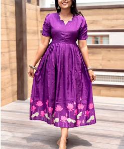 Maxi Lotus  festive  Dress With Lining