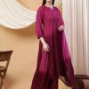 Meher Chikankari Ombre Rayon Co-ord Set (Wine)