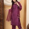 Farha Chikankari Premium Modal Co-ord Set (Wine)