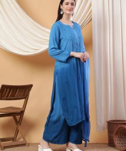 Meher Chikankari Ombre Rayon Co-ord Set (Green)
