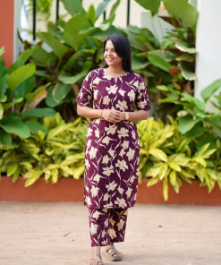 Sruthi- purple Cotton 2 piece Set with lining