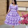 Lilac Casual Dress With Lining( Wrinkle-Free Cotton Blend Dress)