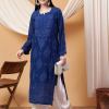 Dua Premium Viscose 3D Chikankari Straight Kurta (Navy)