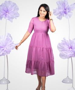 Lilac georgette casual  Dress ( No-Iron Everyday Dress)