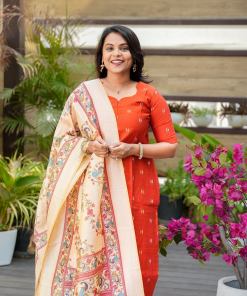 Alagu 3 piece raw silk suit set with Dupatta ( ready to dispatch)