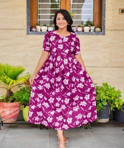Mayil -maroon  day to night dress without lining