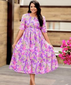 Laya Floral Dress With lining( Wrinkle-Free Cotton Blend Dress)