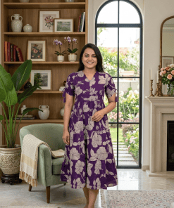 Grape  casual Dress With Lining
