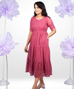 Dusty rose georgette casual  Dress with lining