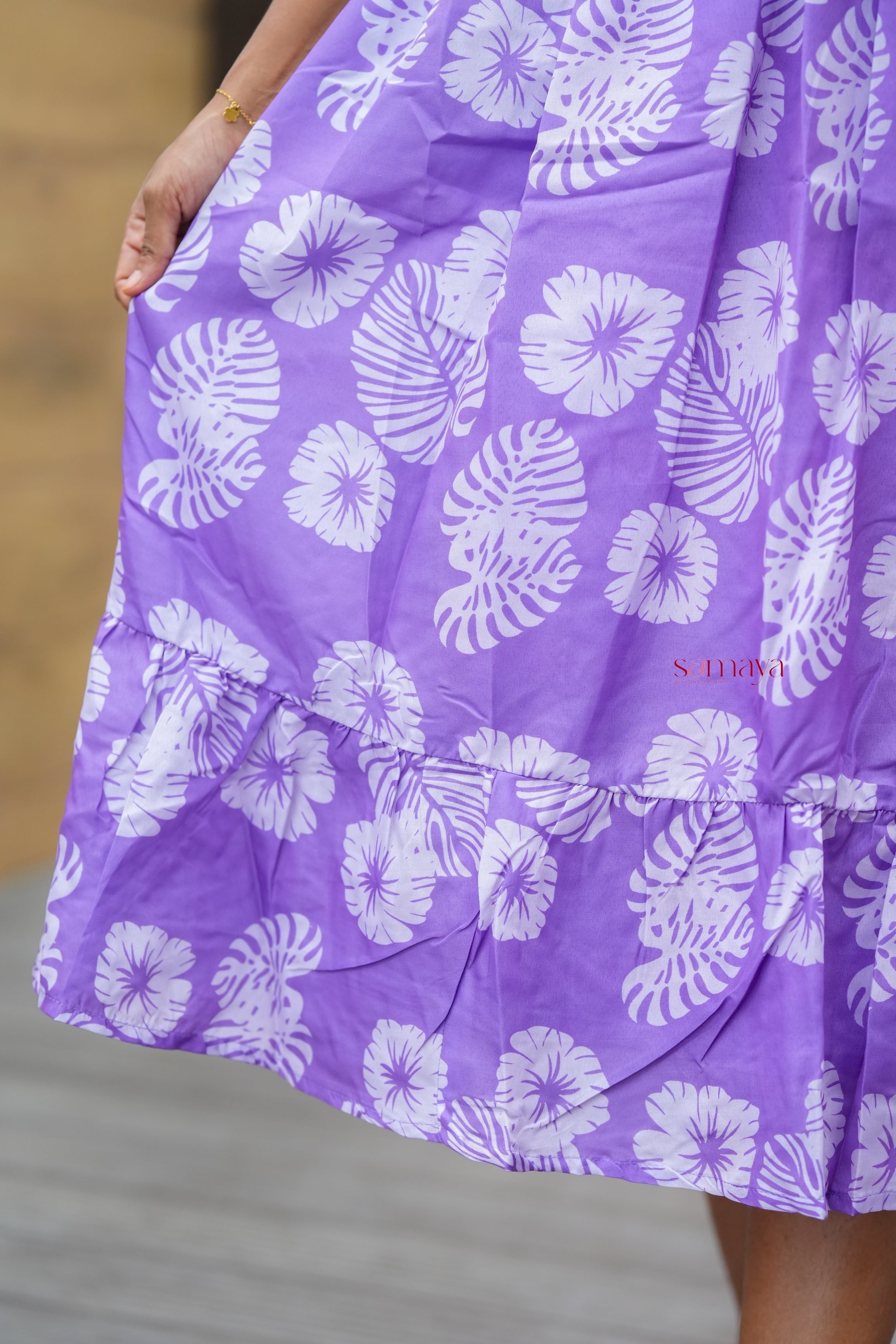 Lilac Casual Dress With Lining( Wrinkle-Free Cotton Blend Dress) - Image 7