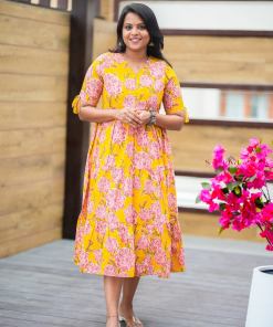 Manjal casual Dress With Lining