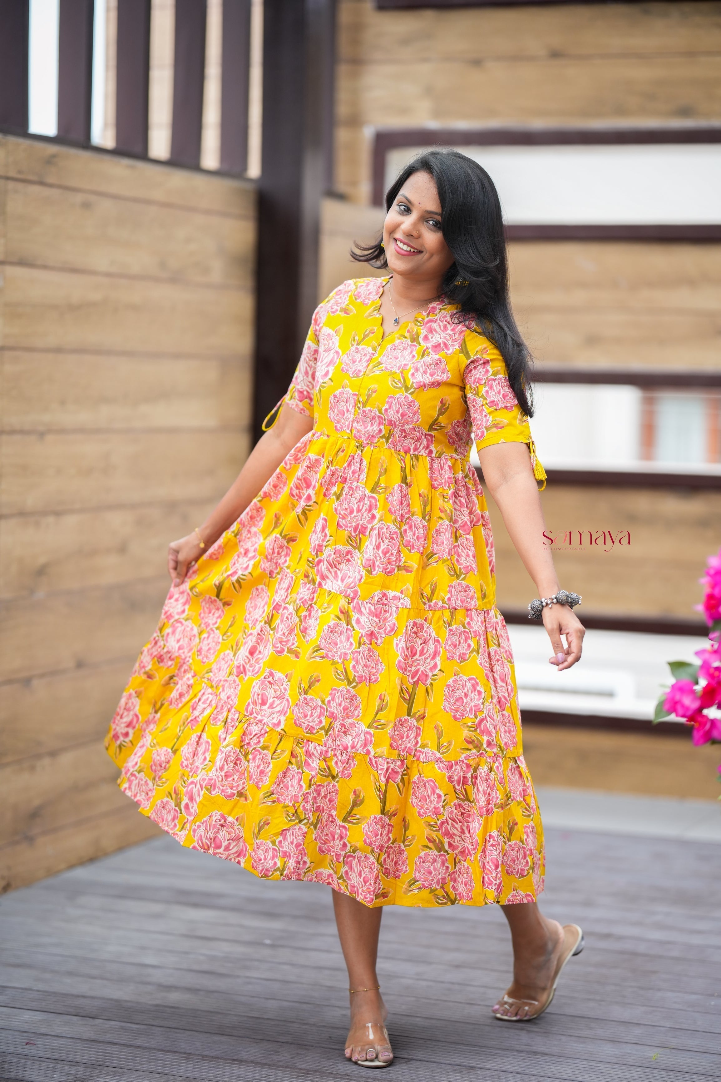 Manjal casual Dress With Lining - Image 6