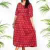 Maroon hand block cotton  dress and full lining