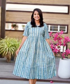 Gracy  stripes  casual Dress With Lining( limited stock )